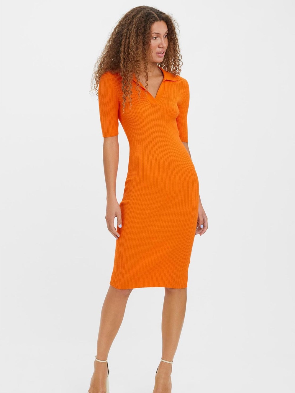 Vero Moda Holly Ribbed Knit Dress, Scarlet Ibis